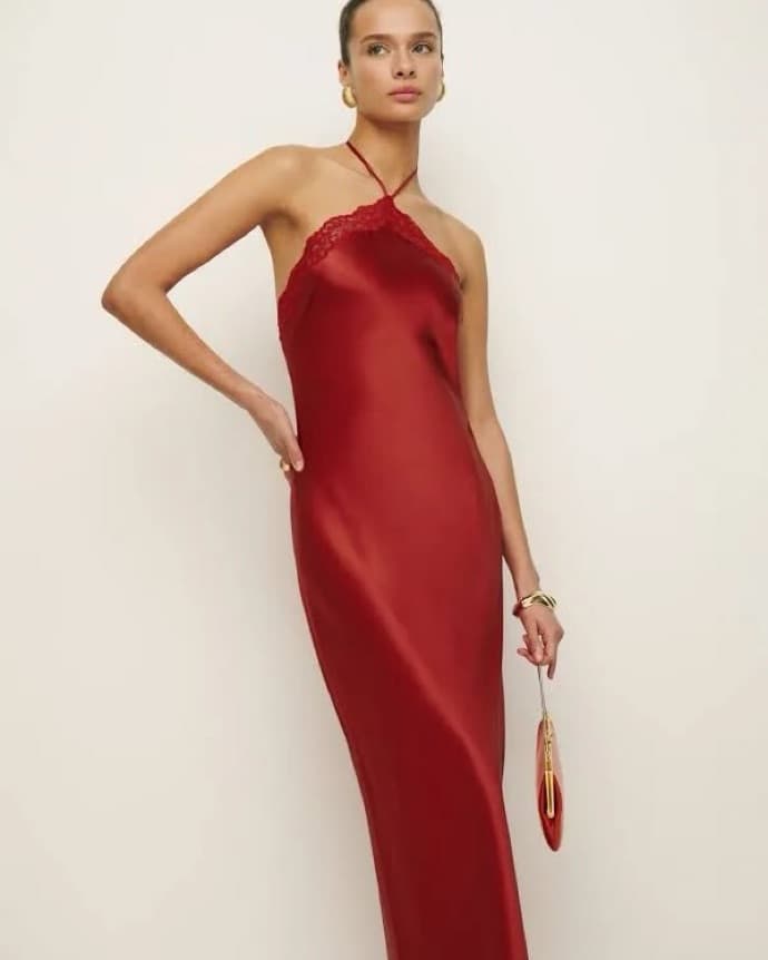 Red Reformation Silk Dress - Image 1