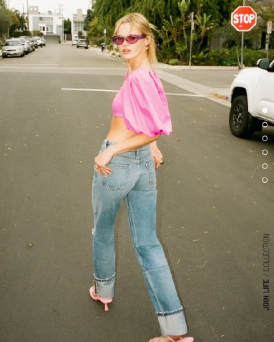 Zara Pink Balloon Sleeve Crop Top - Image 3