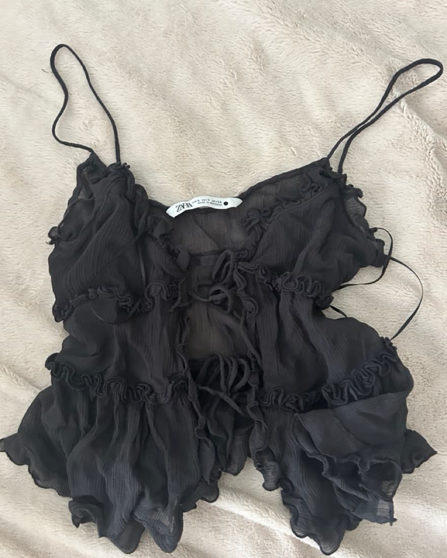 Black Zara Ruffle Cami - Image 2