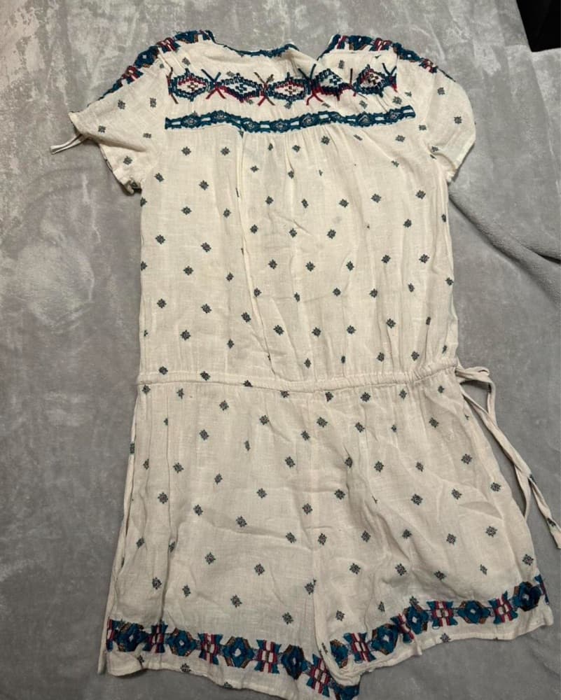 Boho Embroidered Cotton Romper - Image 3