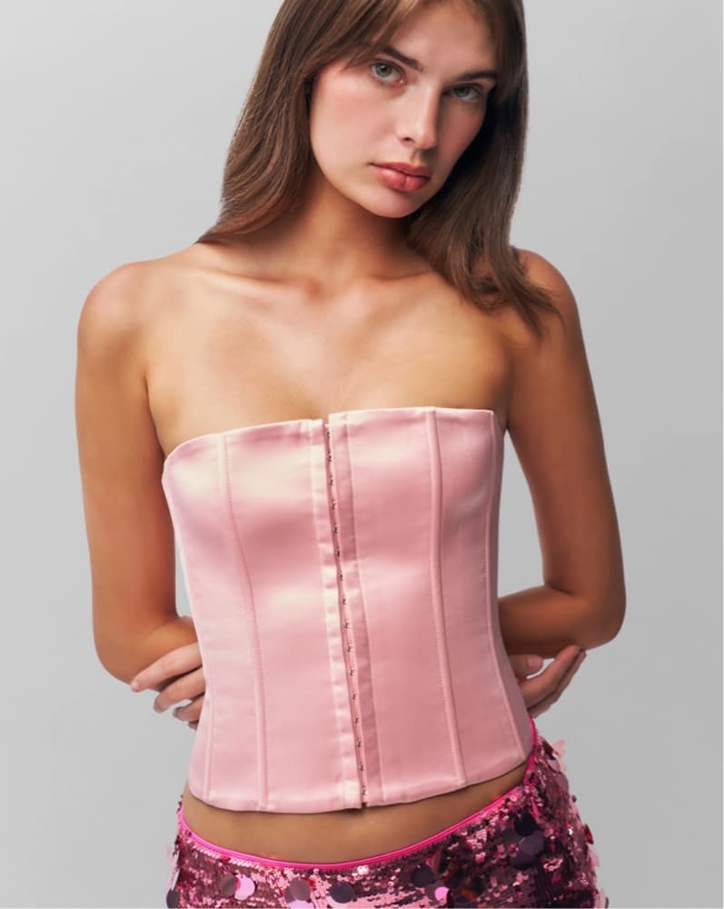 Danielle Guizio Satin Corset Light Pink - Image 1