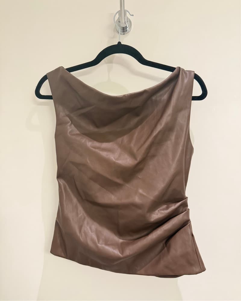 Faux Leather Brown One Should Top - Image 3