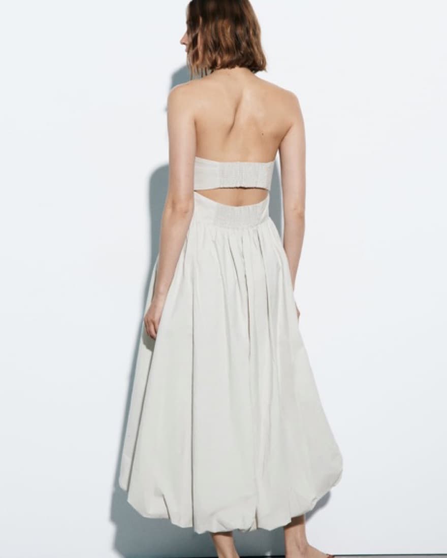 Light Tan Strapless Dress - Image 2
