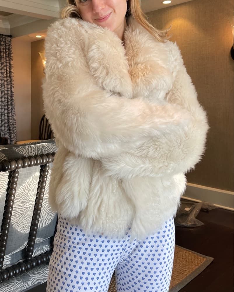 Yves Solomon White Fur Coat - Image 2