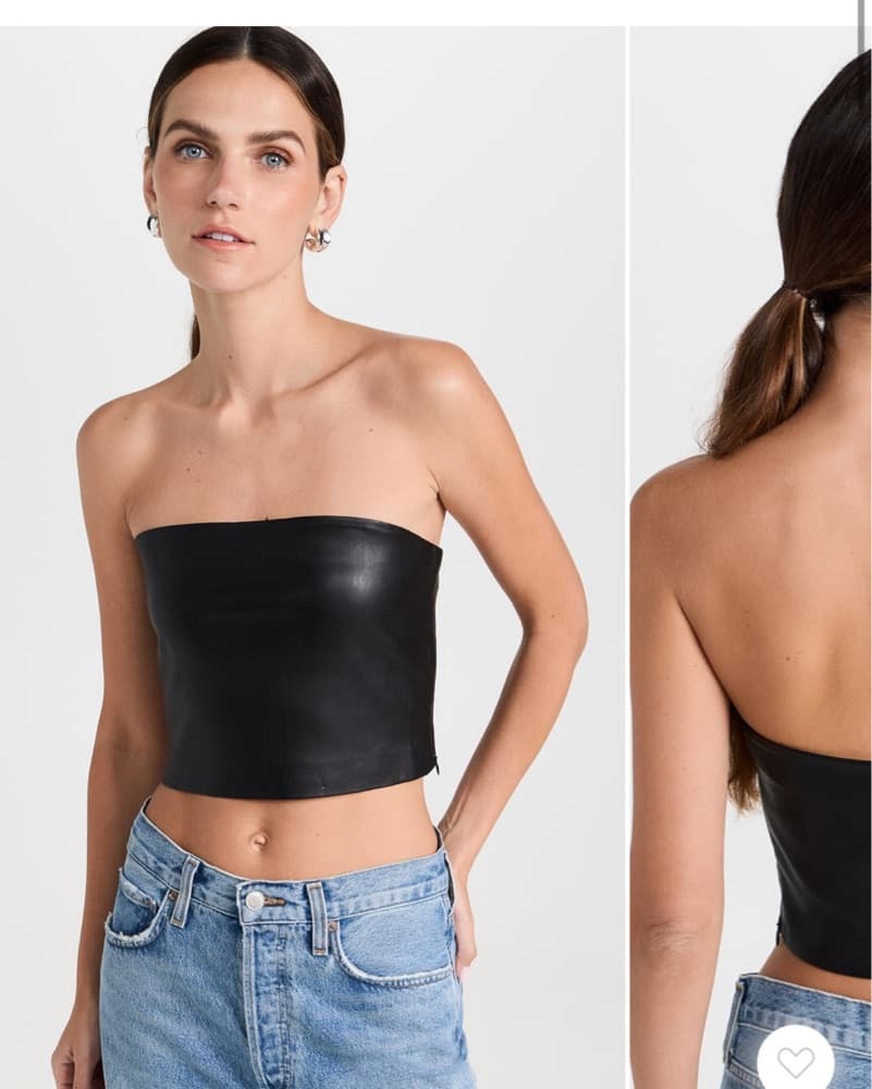 Susanna Monaco Leather Cropped Tube Top - Image 1