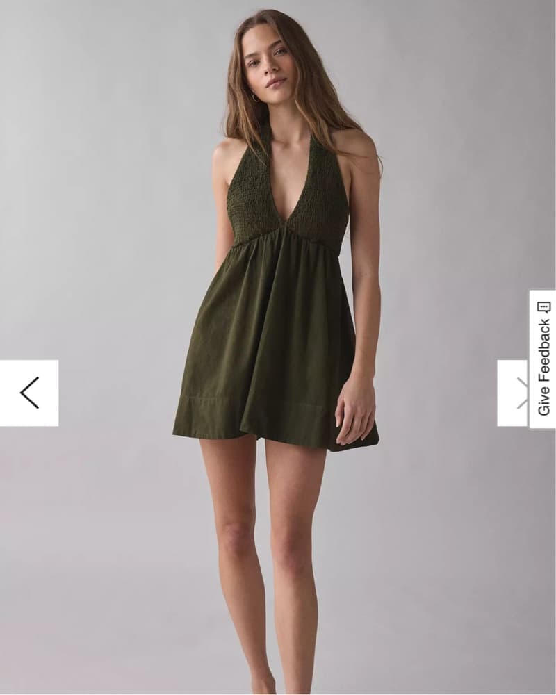 Chic Olive Green Halter Dress - Image 1