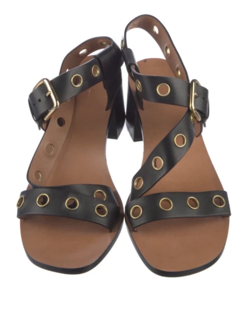 Celine Black Strappy Sandals - Image 6