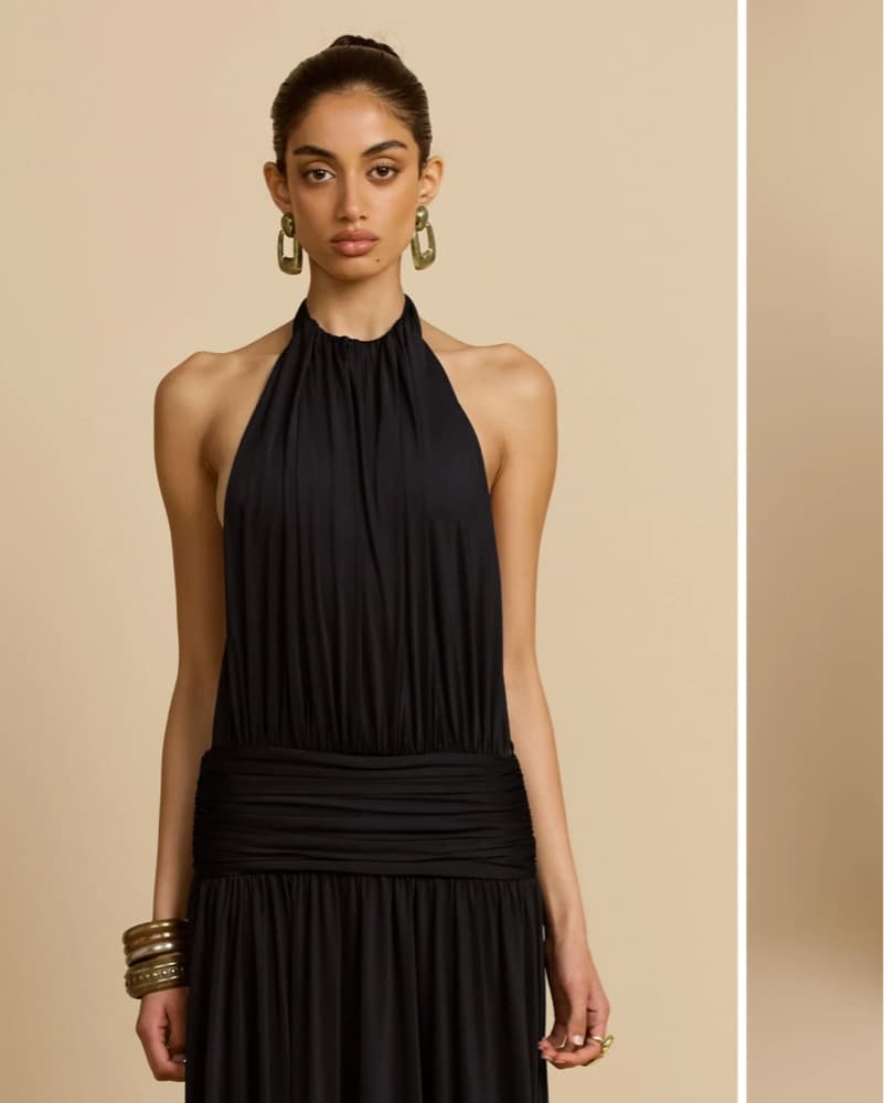 Elegant Black Halter Maxi Dress - Image 4