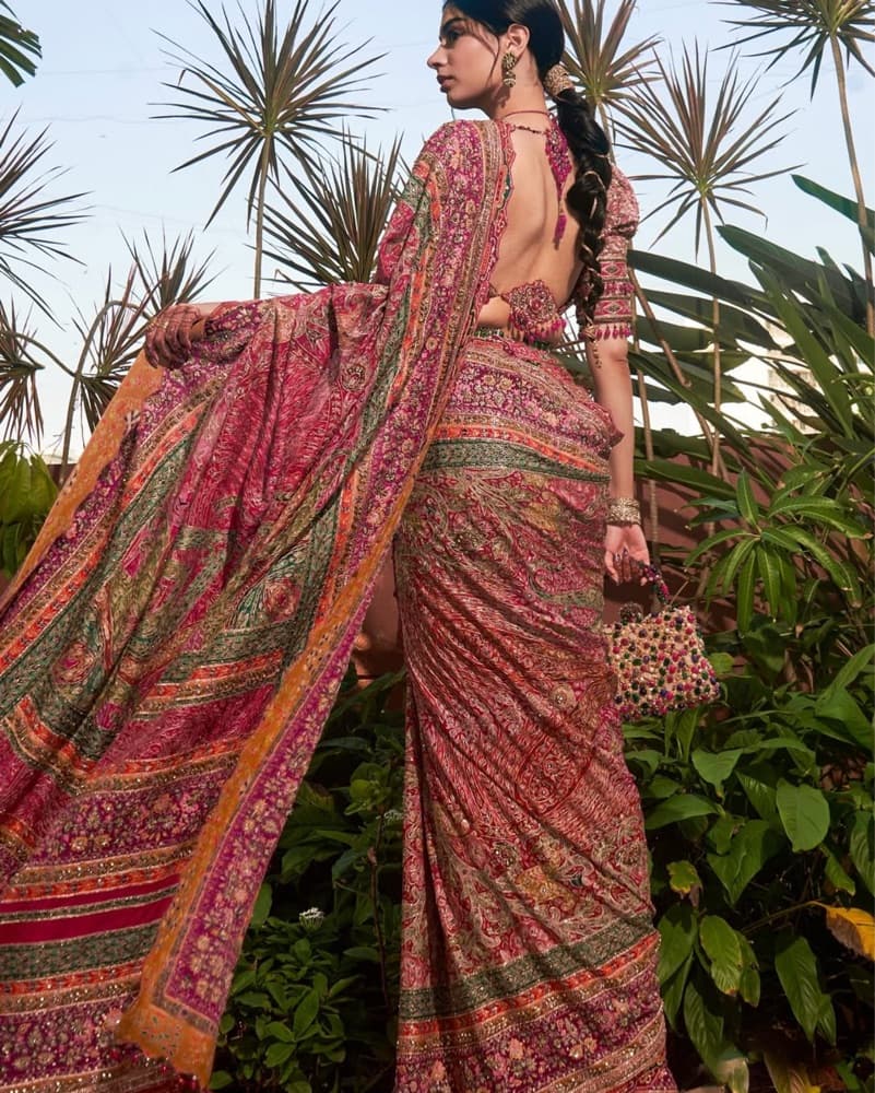 Multi Color Saree (Pre Draped)Free Size  | indian wedding - Image 2