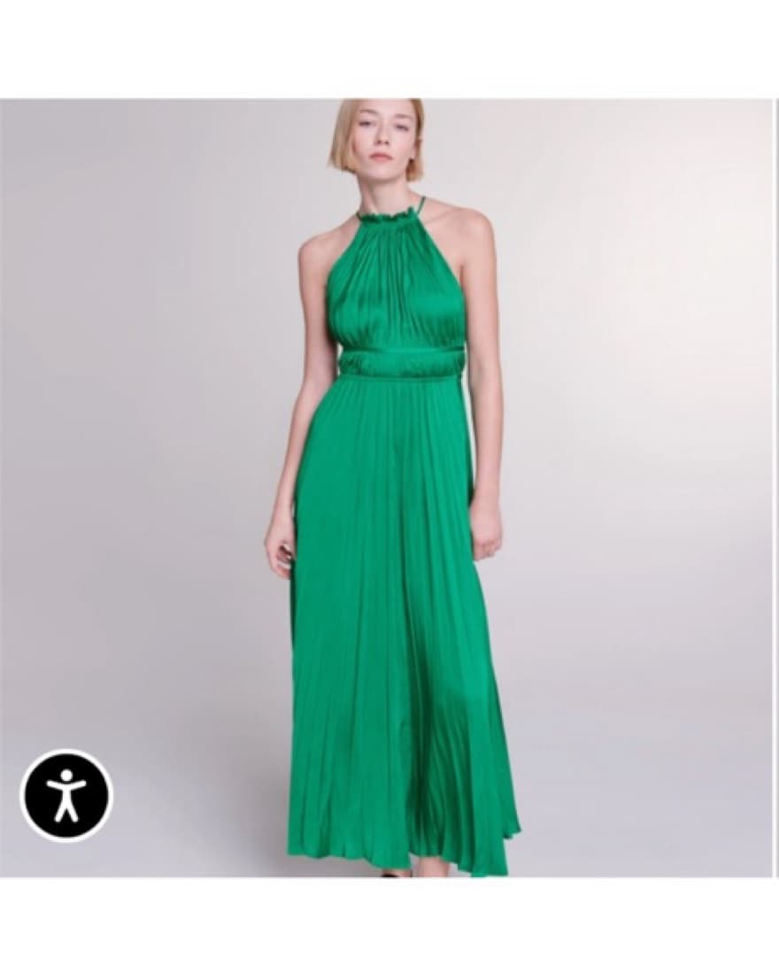 NWT Maje Reilly Green Pleated satin maxi - Image 1
