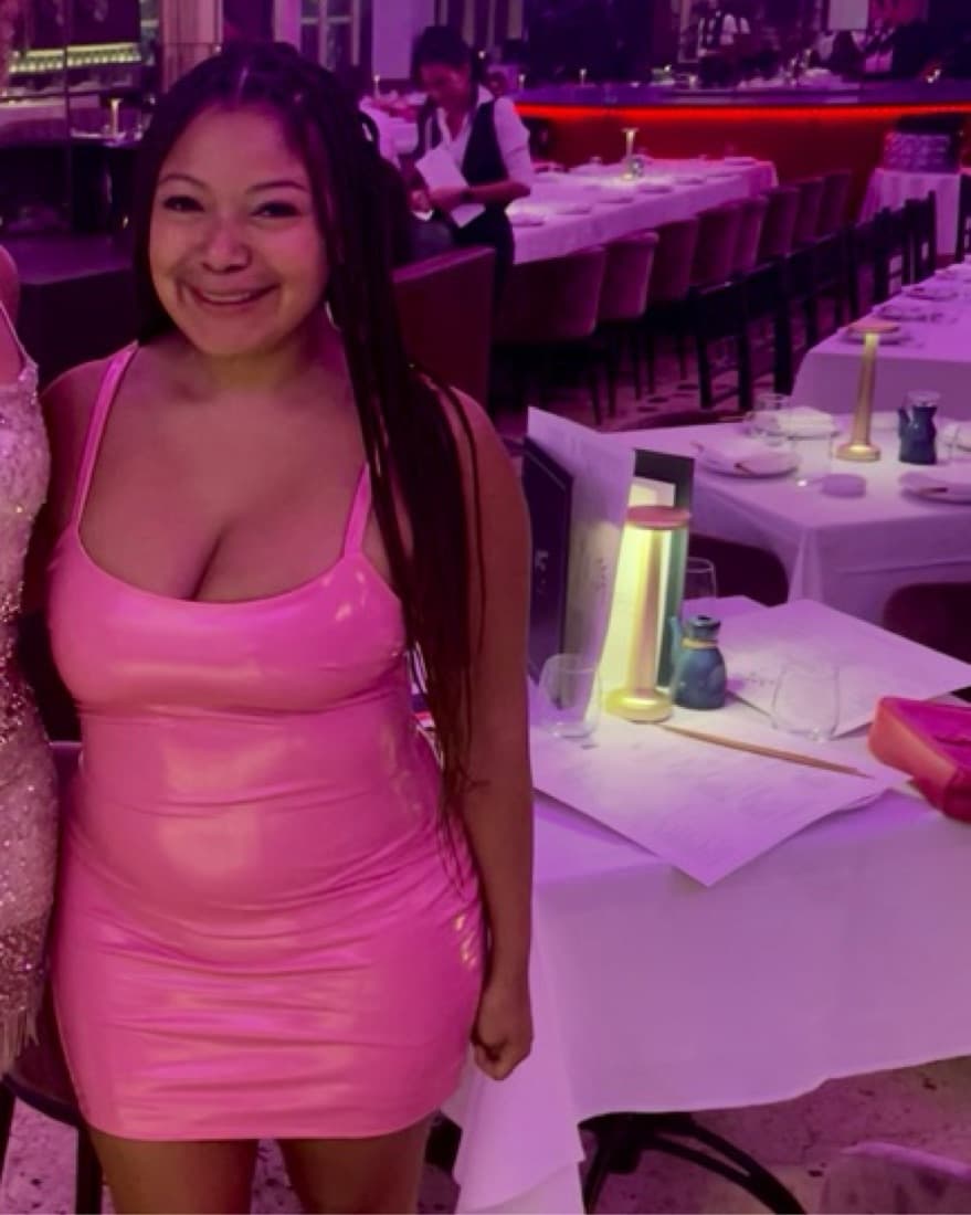Revolve Pink Latex Dress - Image 3