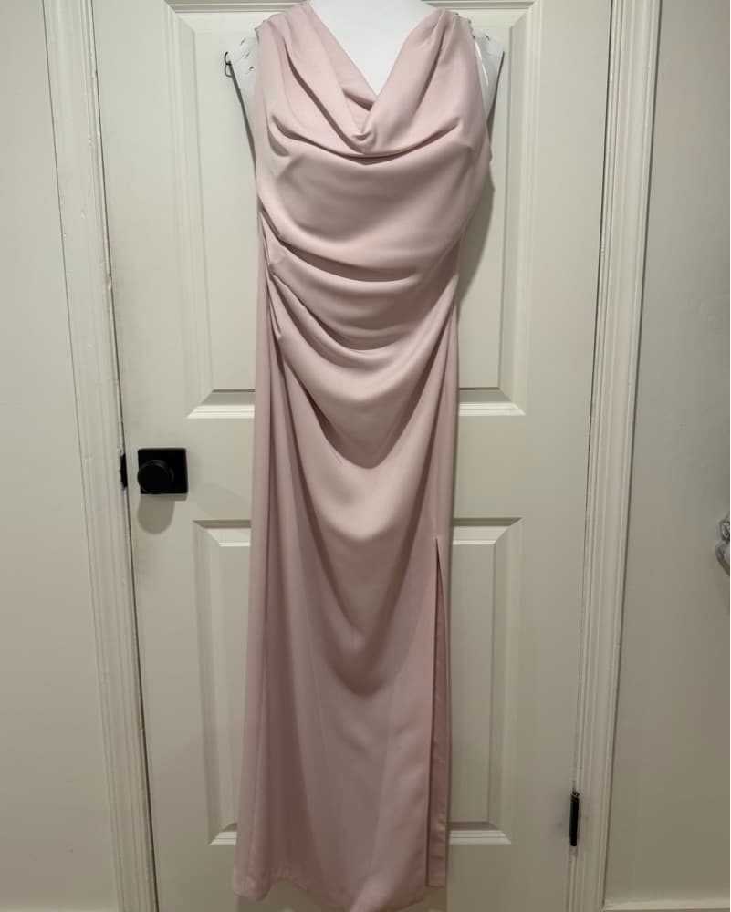 Elegant Satin Drape Dress Pink - Image 1