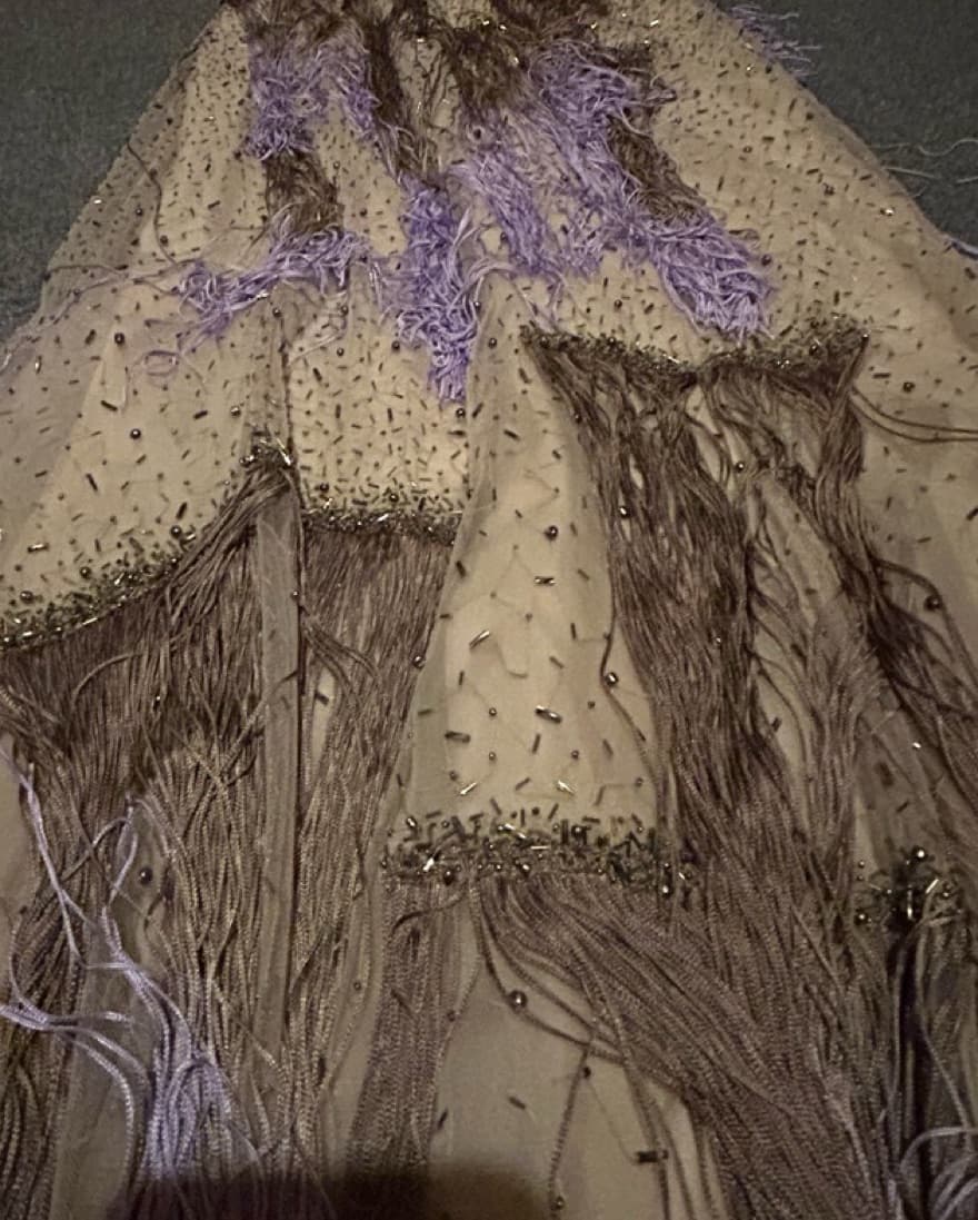 Dennis Basso Fringed Beaded Gown - Image 3