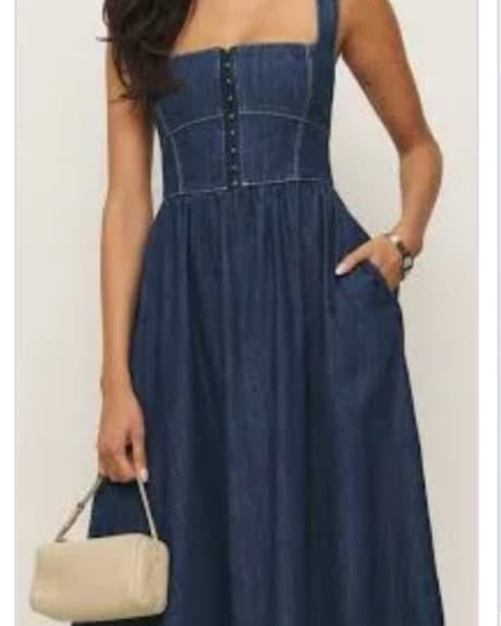 Maxi Denim Reformation Dress - Image 2
