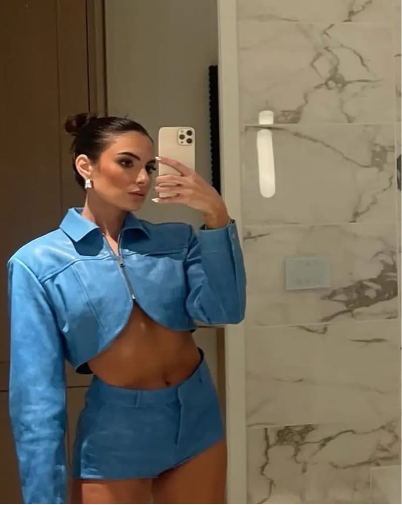 LAMARQUE BLUE LEATHER JACKET - Image 1