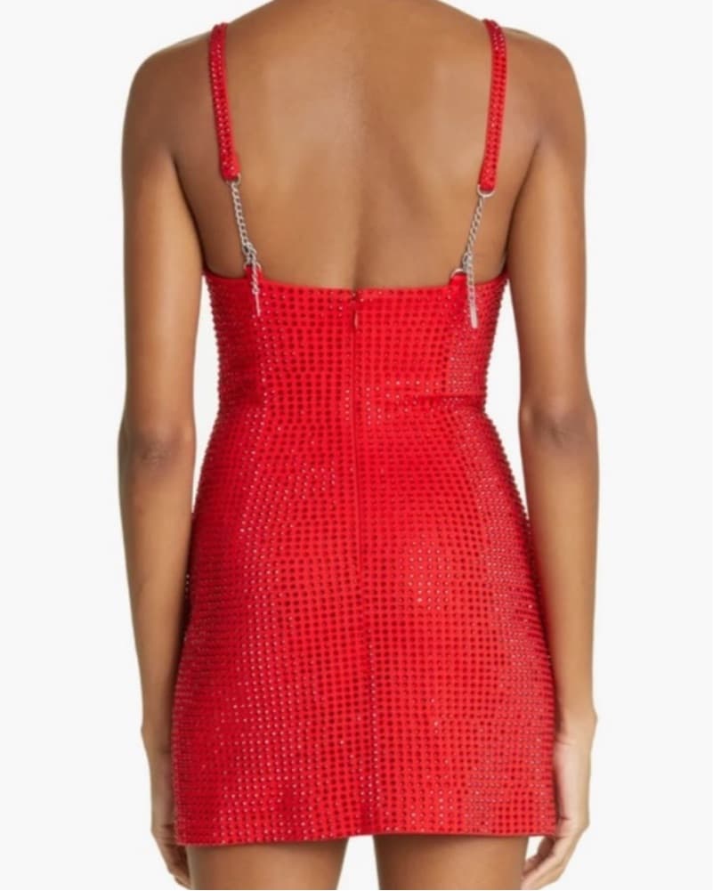 Red Rhinestone Area Mini Dress - Image 4