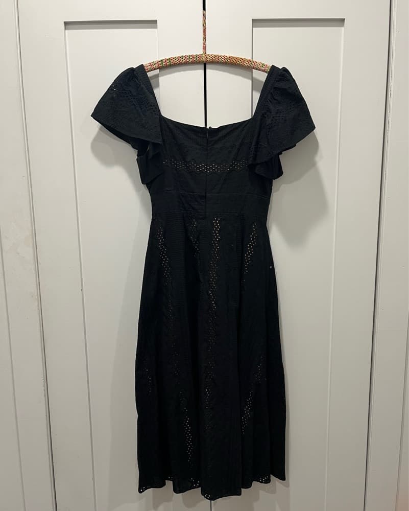 Black Eyelet Midi Dress - Image 6