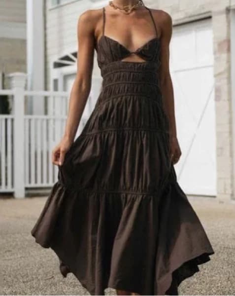 SNDYS Tahlia Dress In Chocolate - Image 1