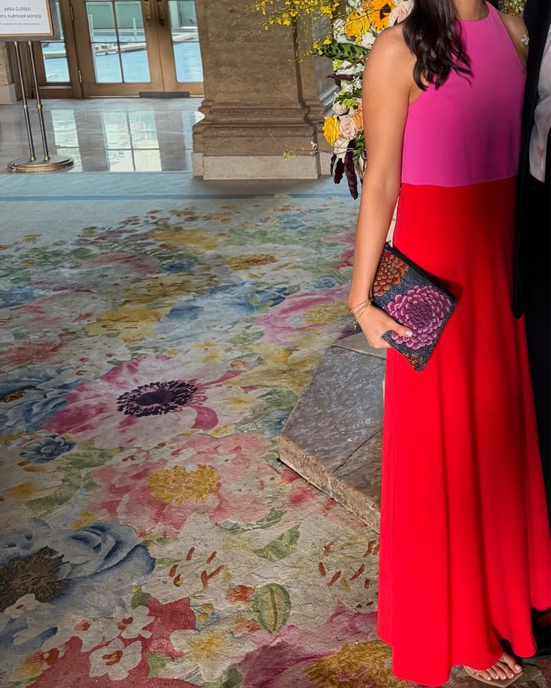 Vibrant Two-Tone Formal Maxi Dress - Image 1