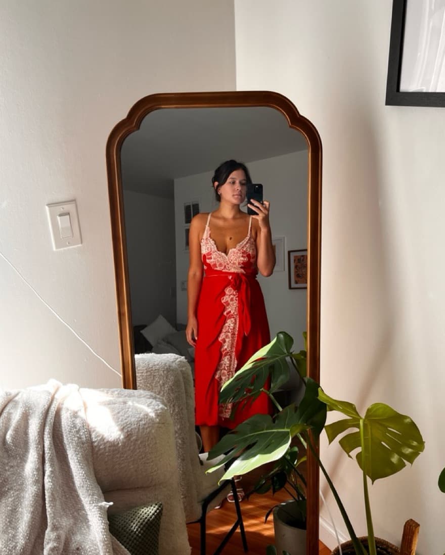 We Are HAH Red Lace Wrap Dress - Image 4