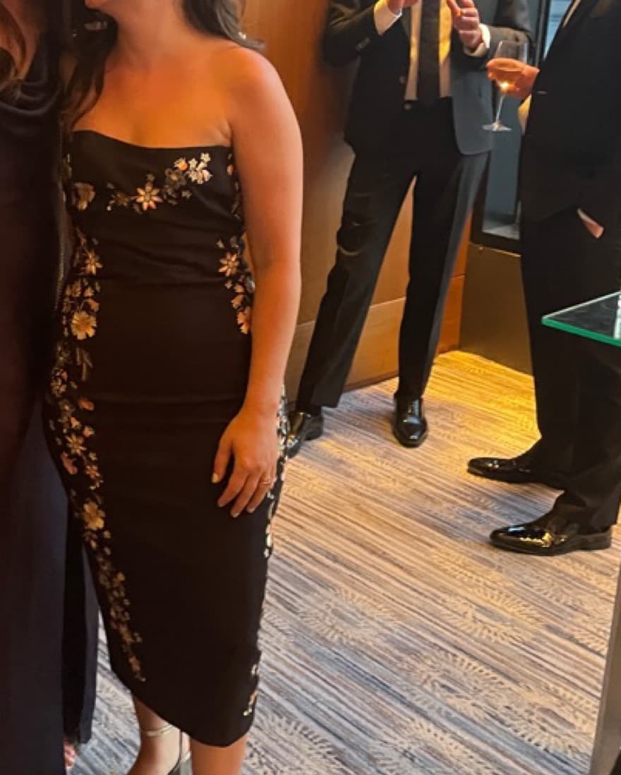 Black Cocktail Dress W/ Floral Details - Image 3