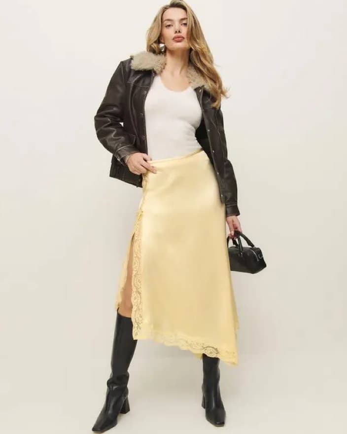 Reformation Satin Midi Skirt - Image 1