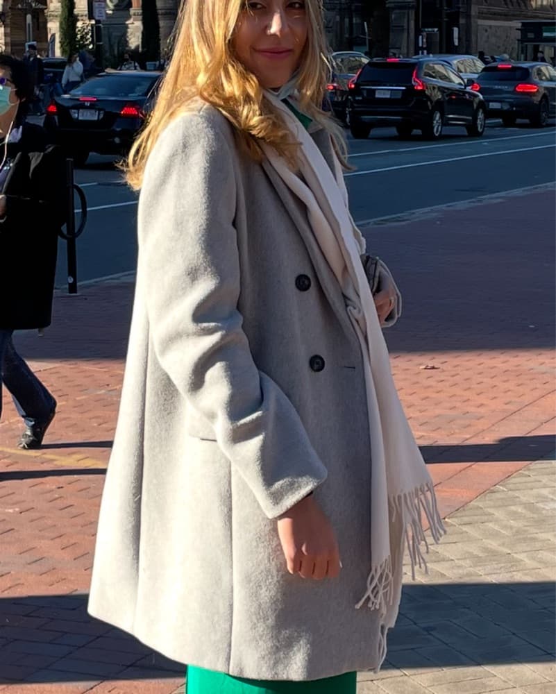 Wool Blend Grey Midi Coat - Image 1