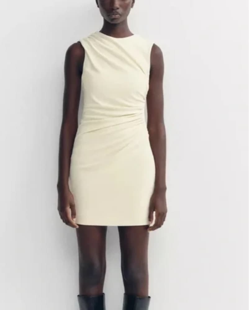 Ivory Gathered Dress - Image 3