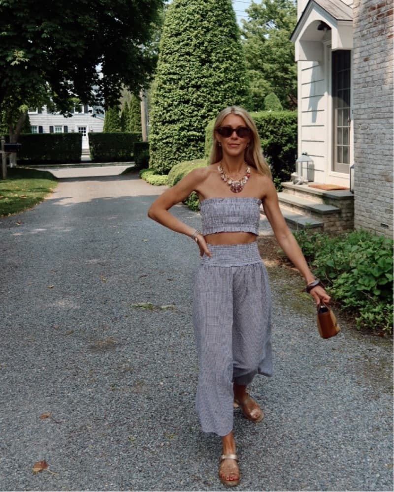 Hill House Gingham Crop Top and Pant Set - Image 3