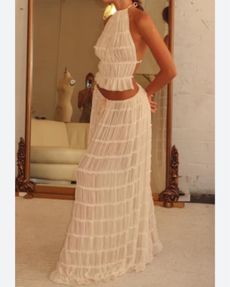 Elegant Tiered White Maxi Dress - Image 1