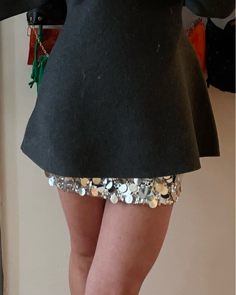 Silver Sequin Mini Skirt - Image 1