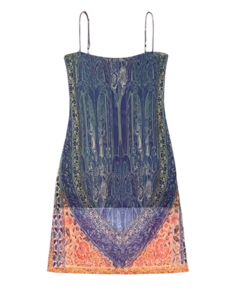 Mesh All Over Print Multicolor Dress - Image 2