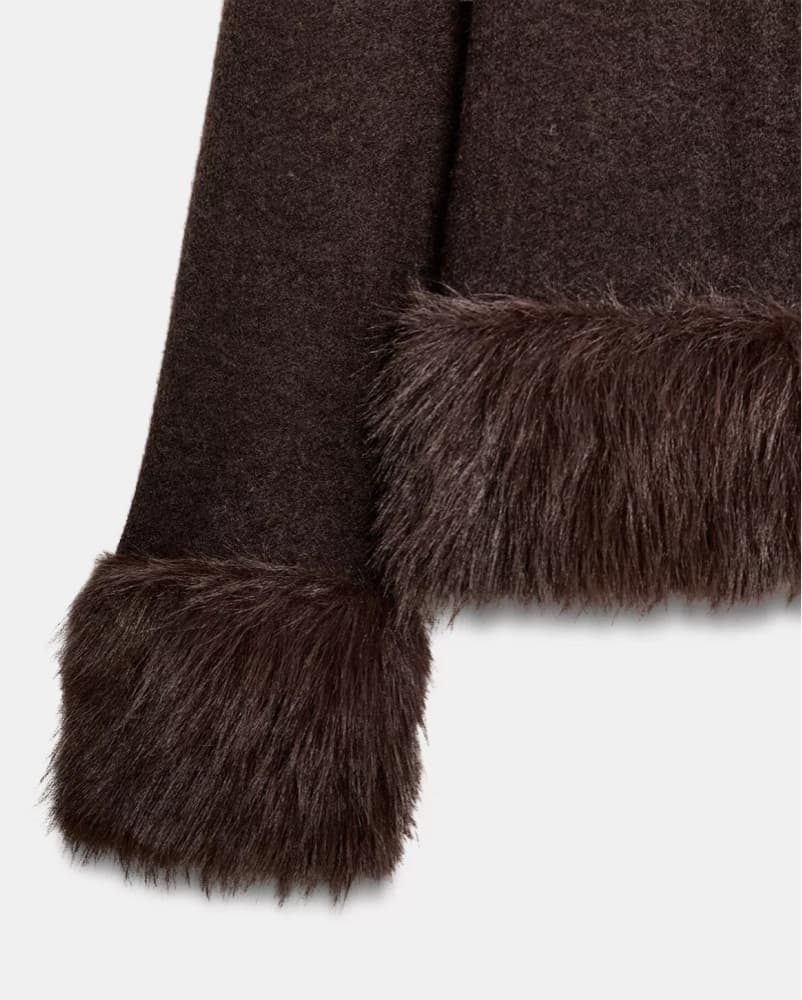 Zara Faux Fur Trim Knit Cardigan  - Image 6