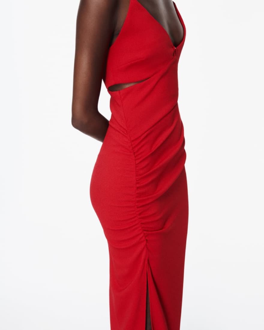 Zara Red Midi Corset Dress  - Image 3