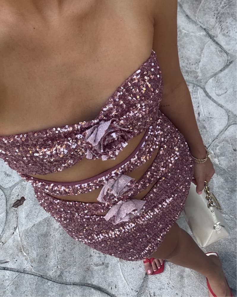 Pink Sequin Party Dress - Image 1