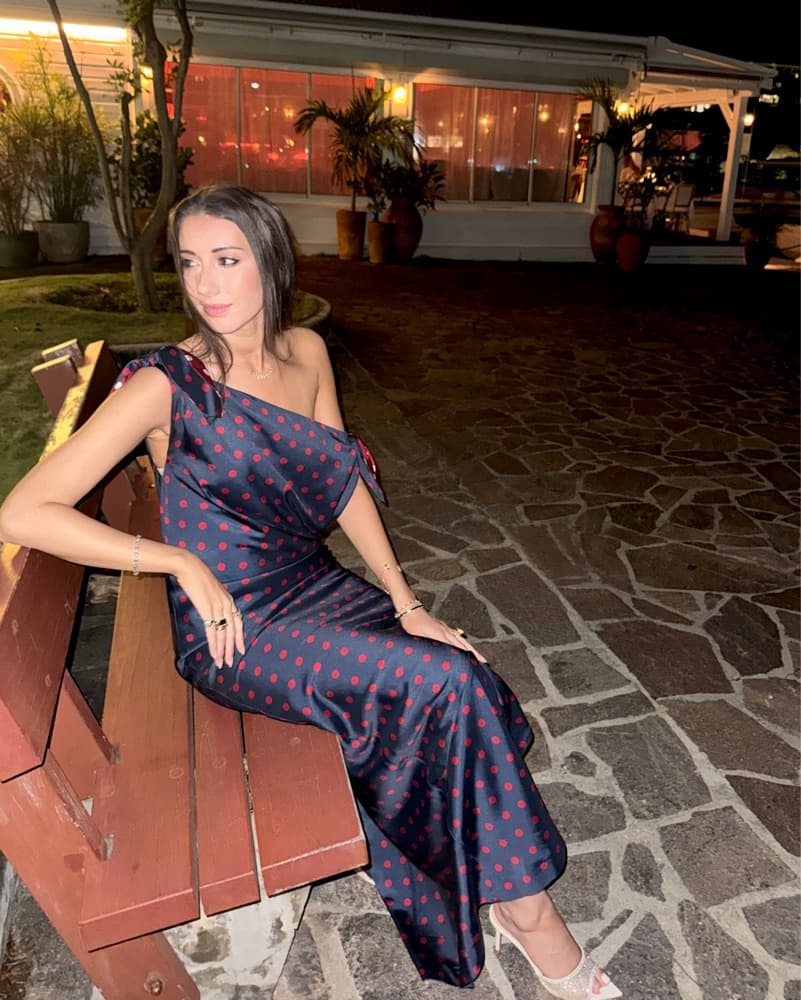 MARINA MOSCONE POLKA DOT TABARD TIE DRES - Image 6