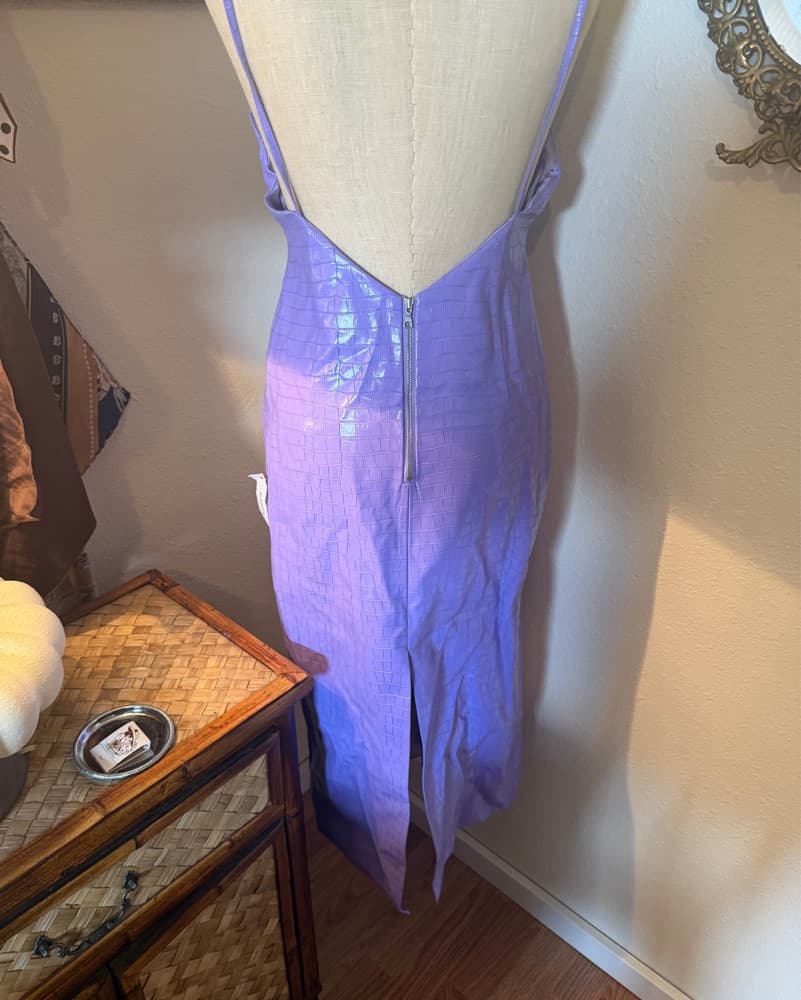 Purple Faux Croc Midi Dress - Image 3