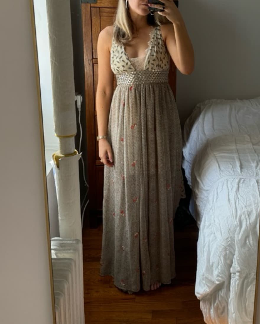 Free People Floral Gown With Metallic - Image 3