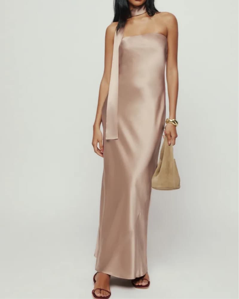 Reformation Oren Silk Dress - Macadamia  - Image 1