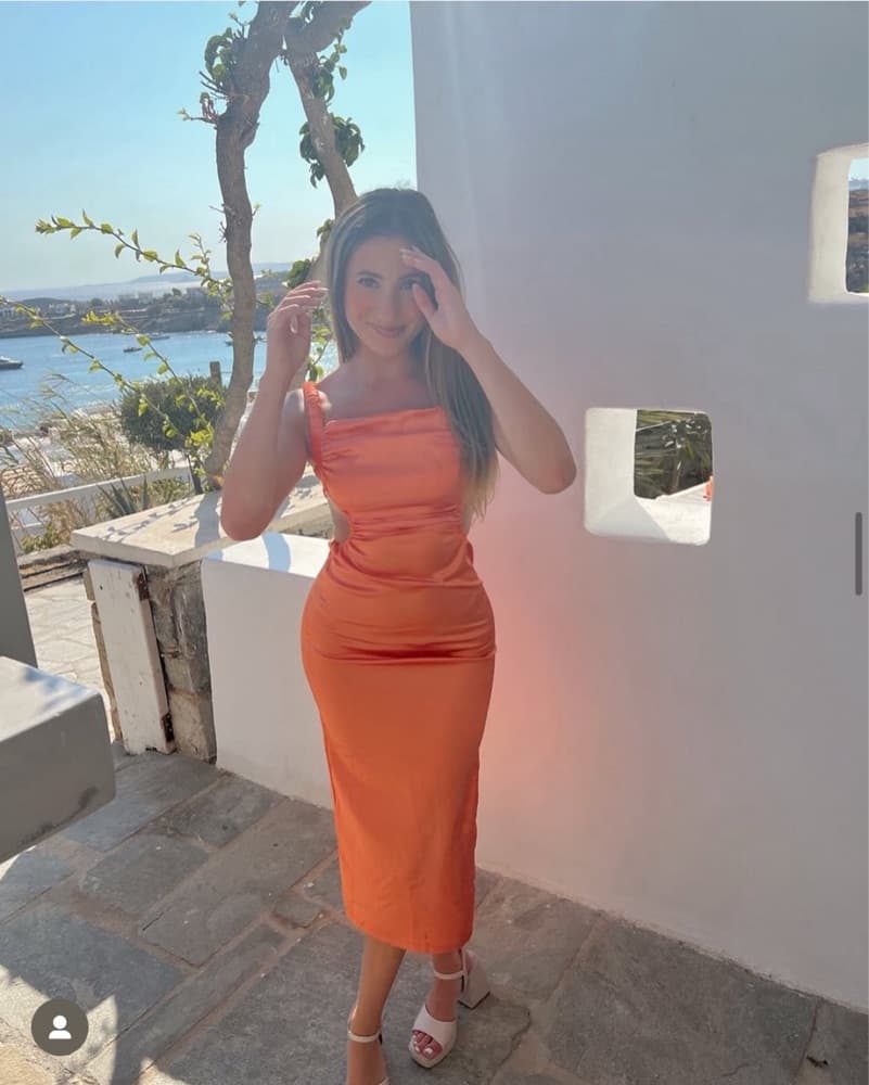 Orange Beachy Silk Midi Dress - Image 2