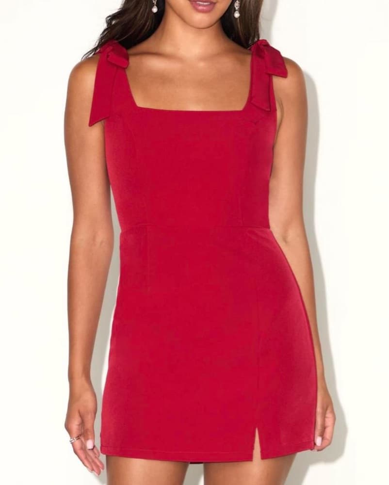 Vibrant Red Bodycon Dress - Image 1