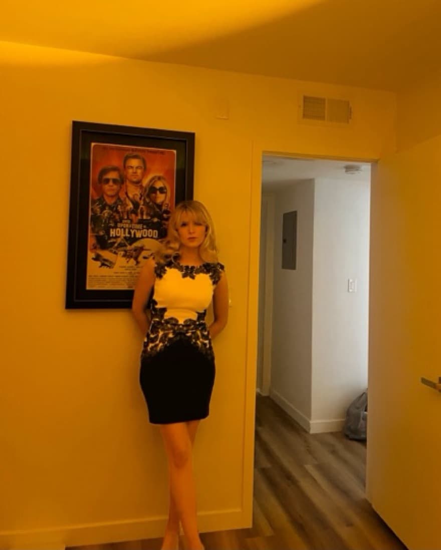 White and Navy Lace Cocktail Dress - Image 2