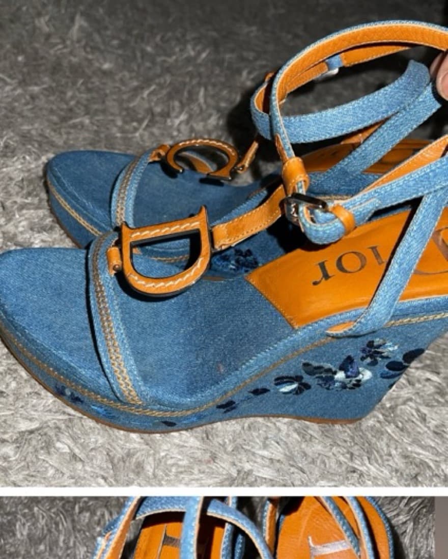 Vintage Christian Dior Denim wedge heel  - Image 6