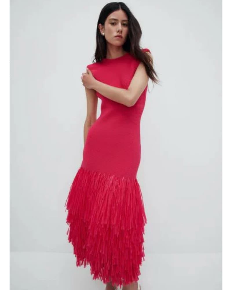 Vibrant Fringed Midi Dress - Image 1