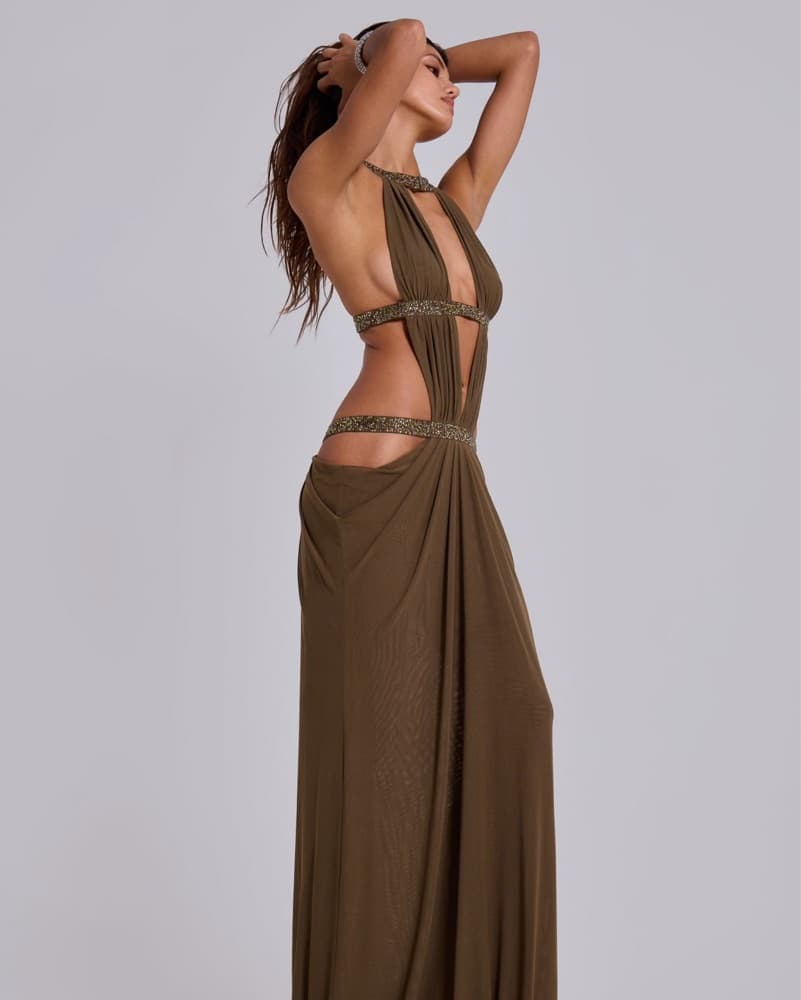 Stunning Olive Green Maxi Dress - Image 1