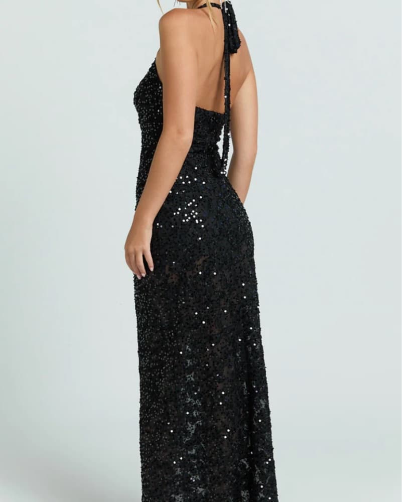 Sparkling Black Sequin Maxi Dress - Image 2