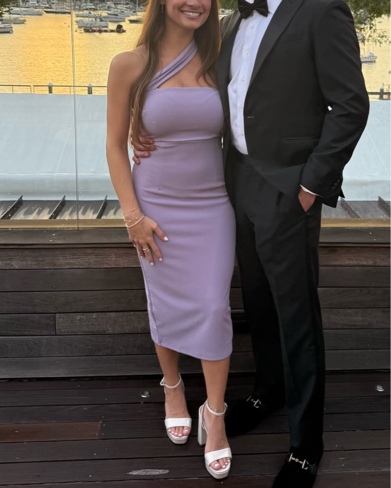 Lilac One-Shoulder Midi Dress - Image 5