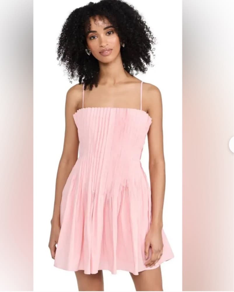 Staud Pink Pleated Mini Dress - Image 1