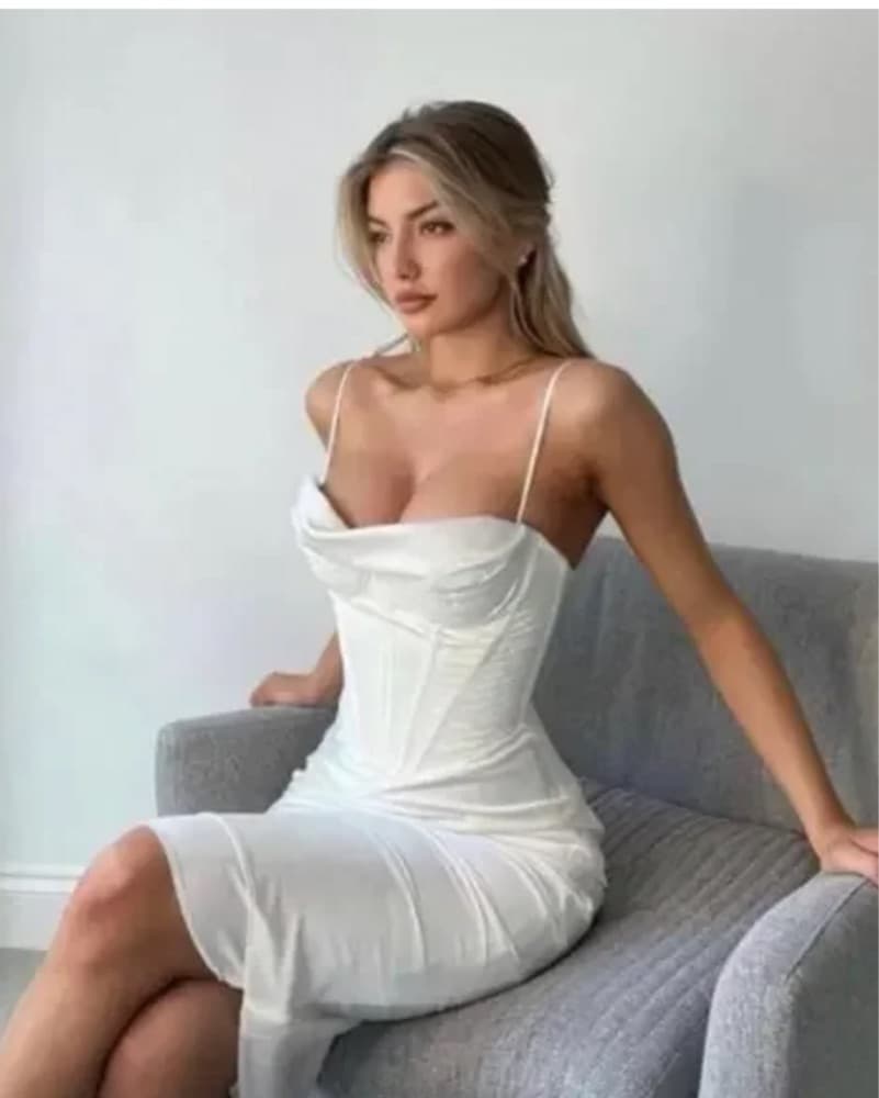 House Of CB Ivory Satin Corset Dress - Image 1