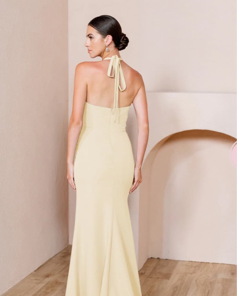 Revelry Yellow Halter Crepe Dress - Image 2